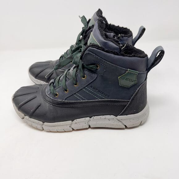 Geox Boys 4 Amphibiox Flexper Ankle Snow Boots Navy Blue Dark Green Breathable - Picture 3 of 12